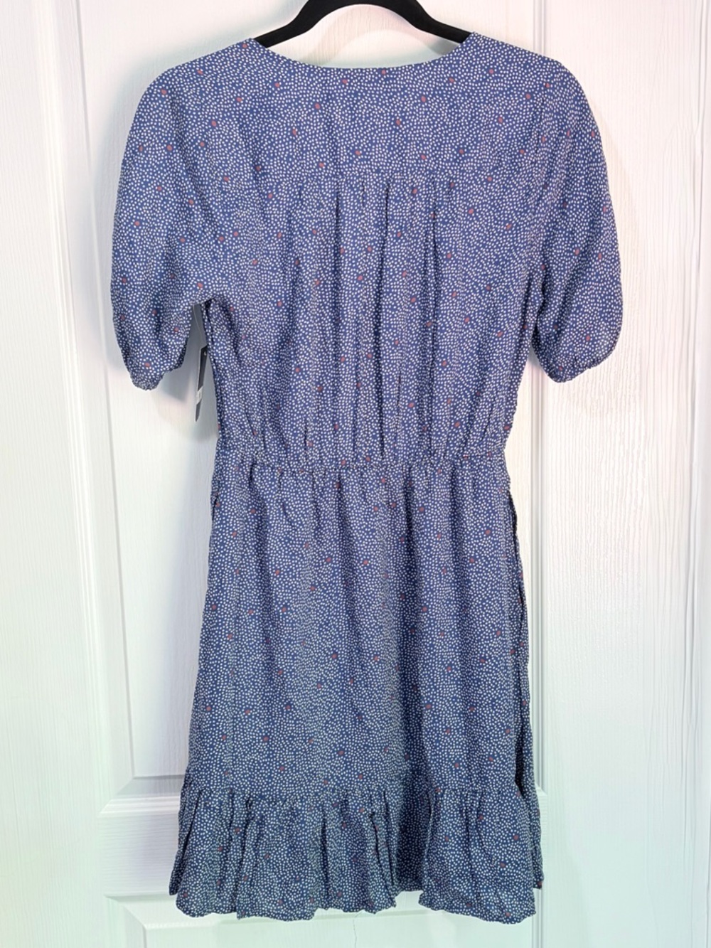 NWT Lucky Brand Polka Dot Mila Cottagecore Wrap Dress In Navy Multi - Picture 9 of 11
